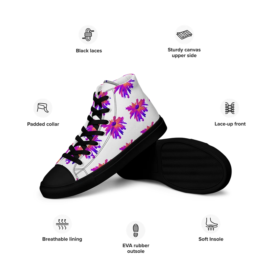 Abstract Pink Floating Daisy Flower Women's Black Toe High Top Canvas Shoes product image (42)