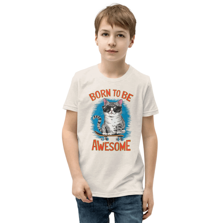 Cool Cat Skateboarder Youth T-Shirt For Kids product image (5)
