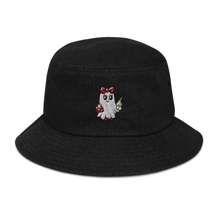 Stylish Ghost Embroidered Denim Bucket Hat product image (1)