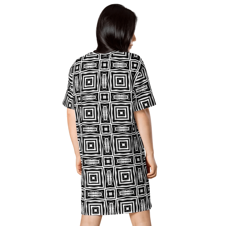 Abstract Monochrome Repeating Pattern Ladies T Shirt Dress product image (3)