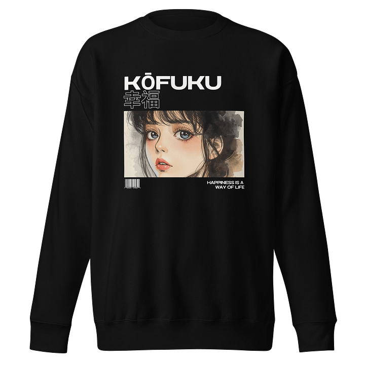 Japanese Aesthetic Sweater – “Happiness Is a Way of Life” Cozy Anime-Inspired Pullover Dark product image (1)