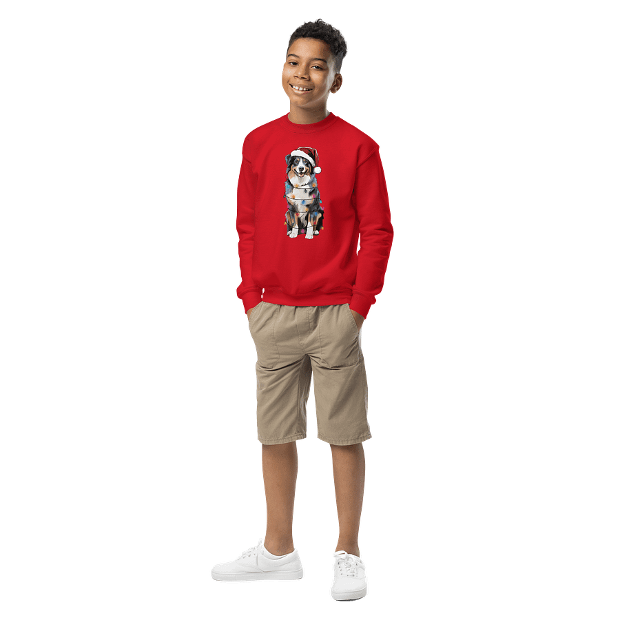 Funny Christmas Australian Shepherd(Tricolor) Youth Sweatshirt product image (3)