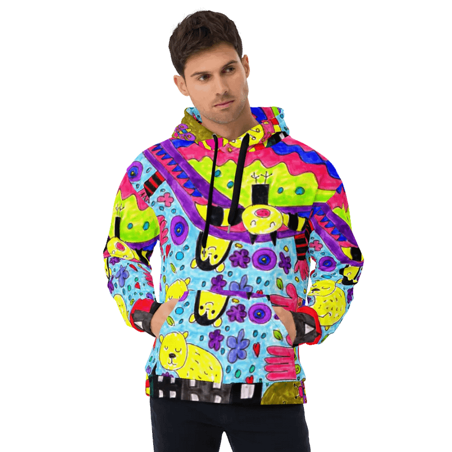 Abstract Vibrant Doodle Characters Unisex All Over Print Hoodie product image (3)