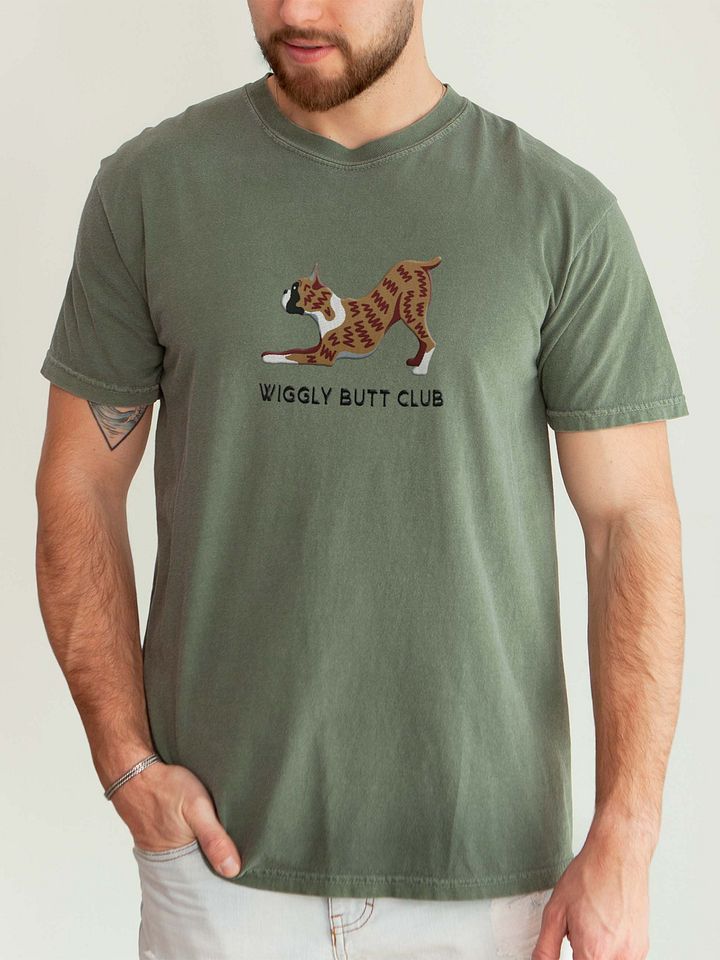 Wiggly Butt Club T-Shirt(Embroidered) of a Boxer(Brindle) product image (2)