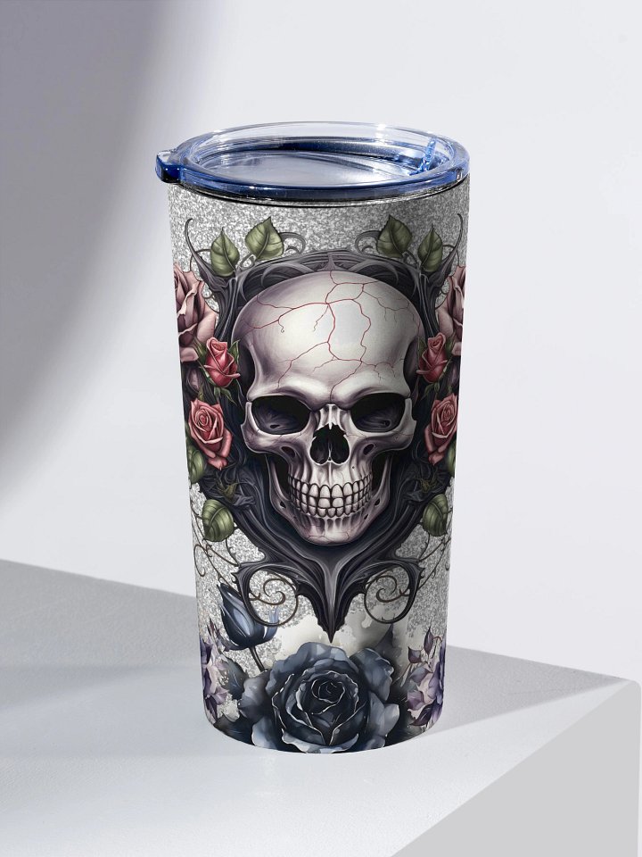 Rose-Adorned Skull Stainless Steel Tumbler product image (2)
