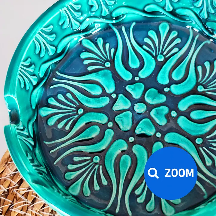 Ceramic turquoise ashtray (11 cm) — handmade pottery, handmade ceramic, home decor, handmade gift, Turkish ceramic product image (2)