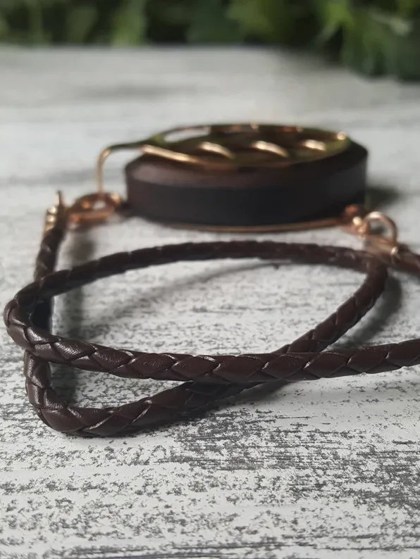 Coffee Leather Bolo Wrap Bracelet | Handmade Accessory for Bellabeat Leaf Urban & Ivy product image (2)