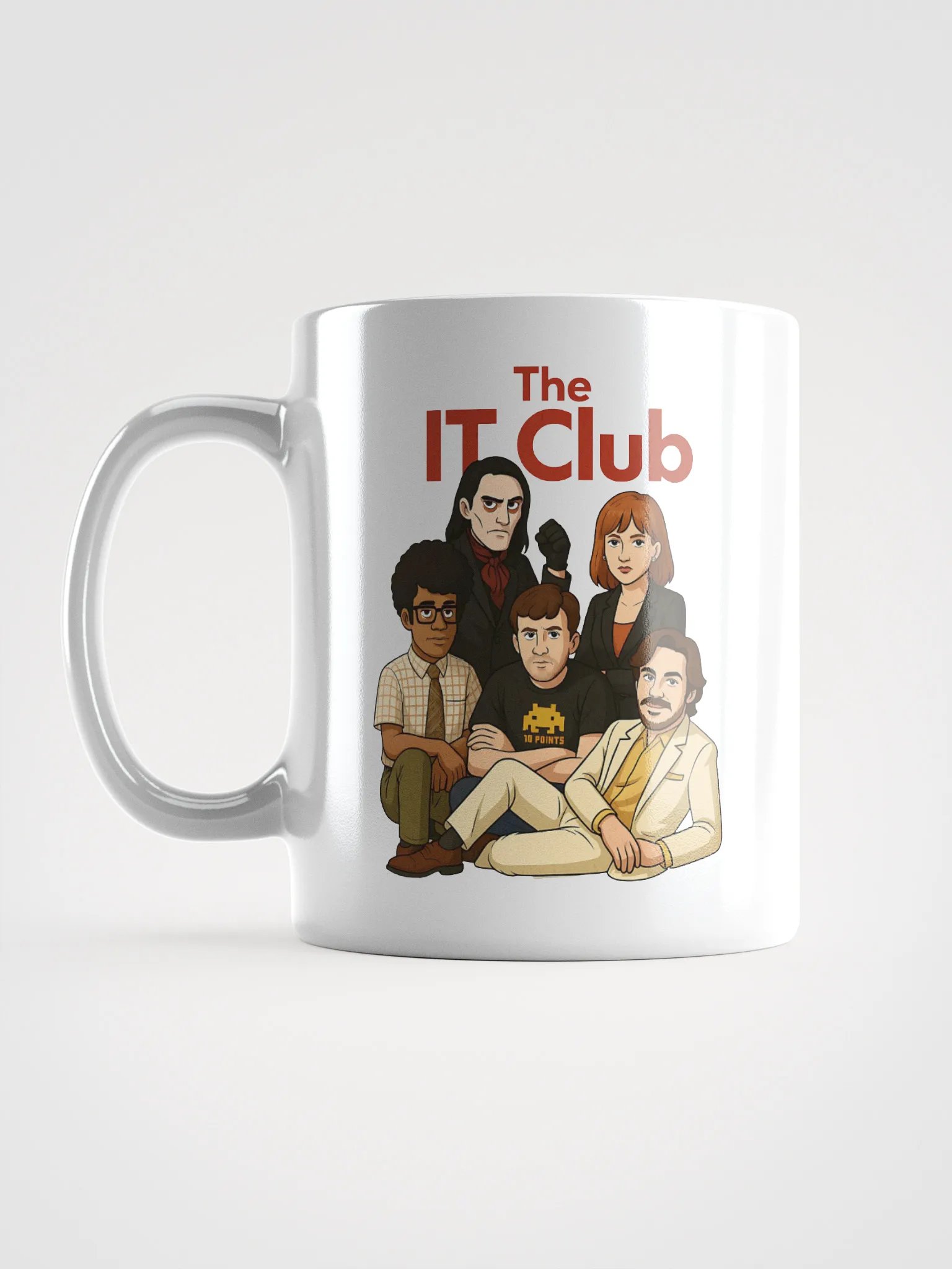 The IT Club Mug – White Glossy Retro Sitcom Parody Gift Mug product image (6)