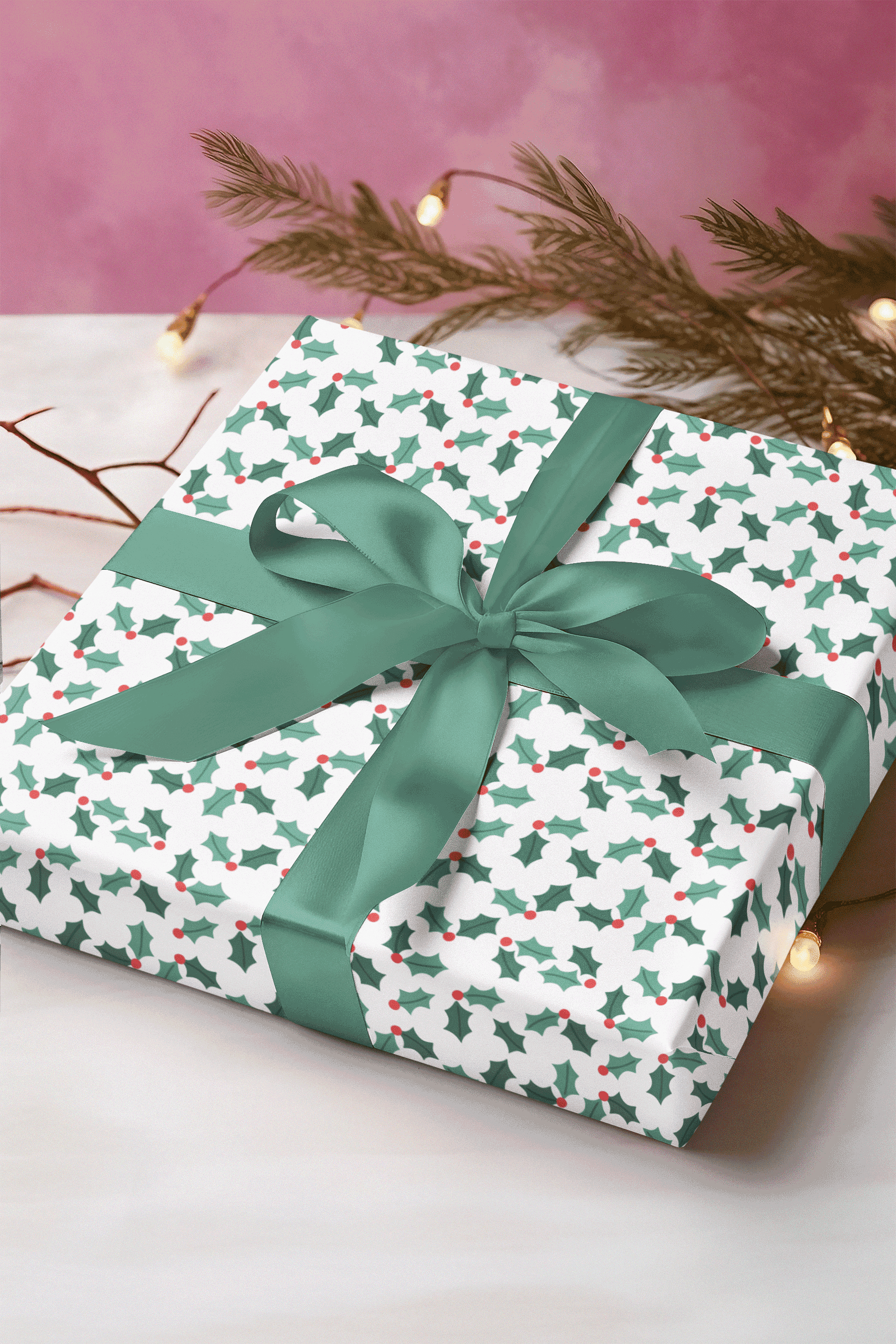 Christmas Holly Wrapping Paper product image (1)