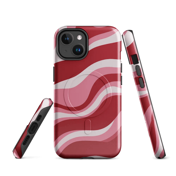 Wavy Lines (Red and Pink) MagSafe® Tough Case for iPhone® product image (1)