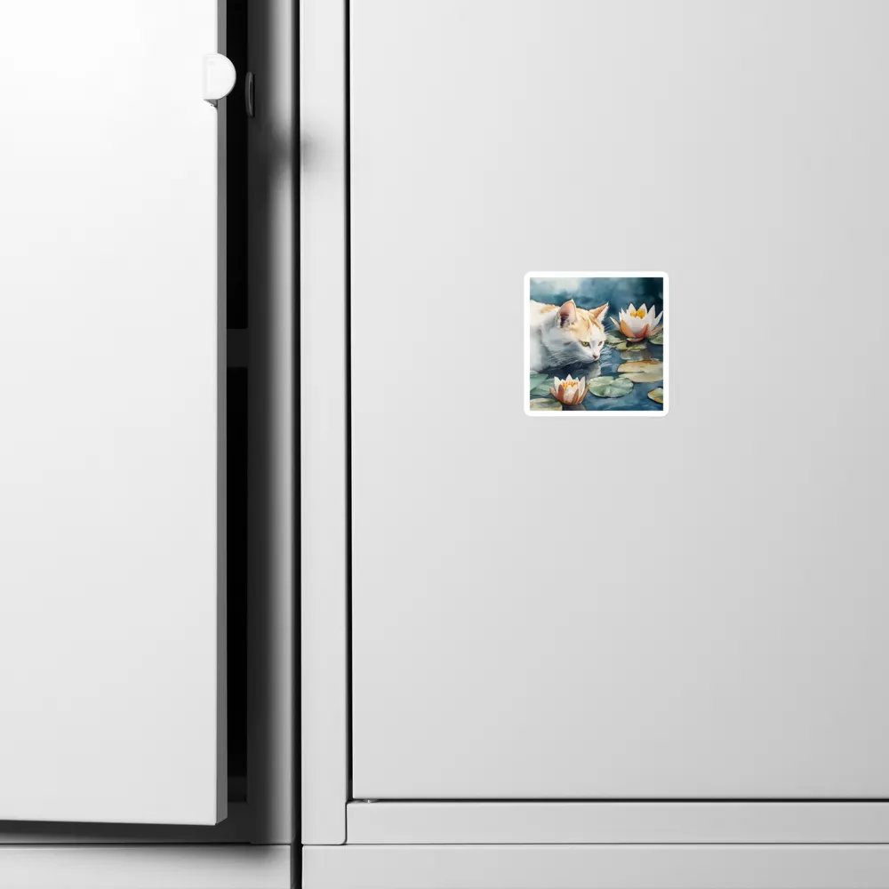 Water Lily Tranquil Cat Magnets Set product image (8)