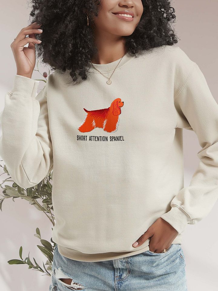 Short Attention Spaniel Sweatshirt (Embroidered) of an American Cocker Spaniel(Red) product image (2)