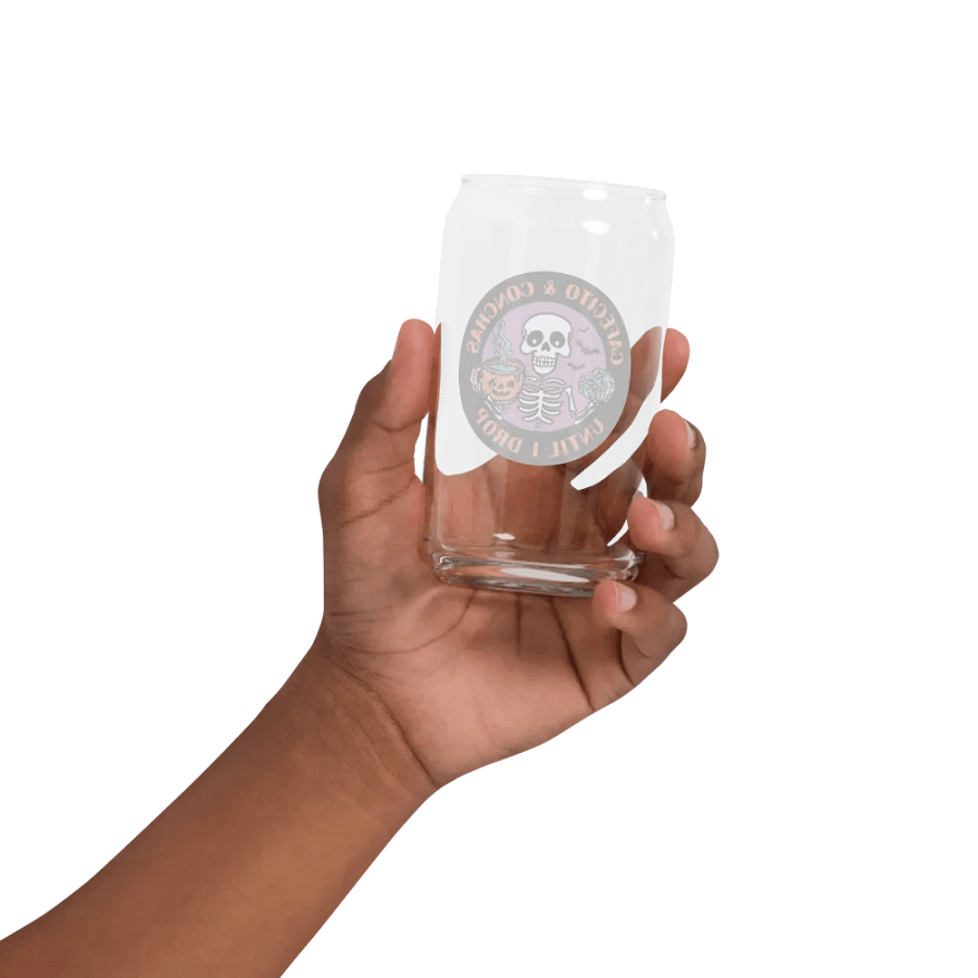 Cafecito and Conchas Halloween Skeleton 16oz Can-Shaped Drinking Glass product image (7)