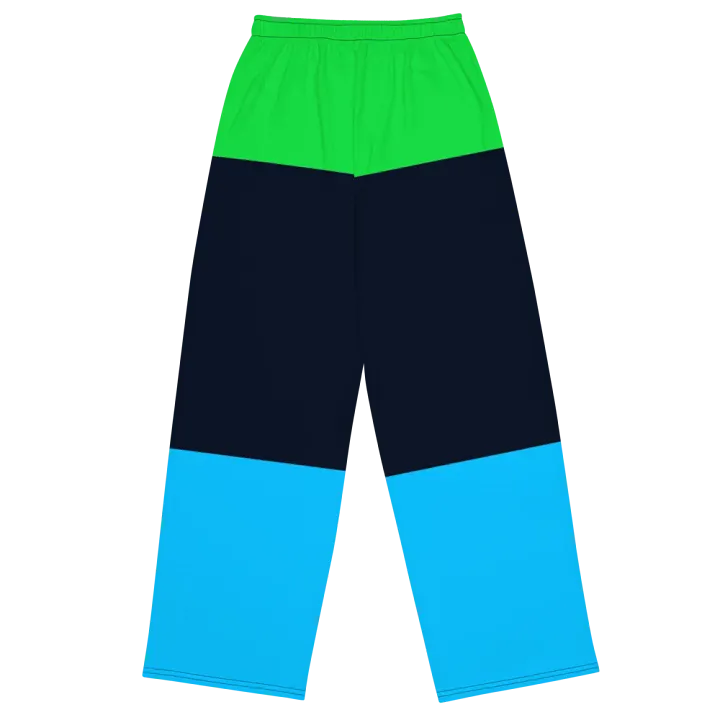 Green Blue Block Unisex Wide Pants product image (2)