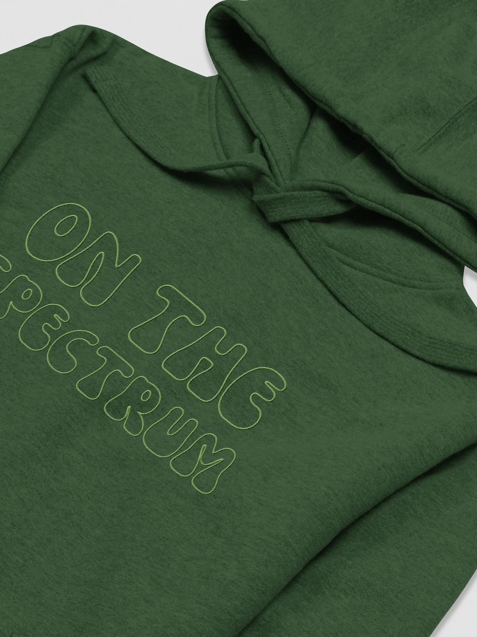 ON THE SPECTRUM OUTLINE (lg. design, lime thread) embroidered heavyweight hoodie product image (12)