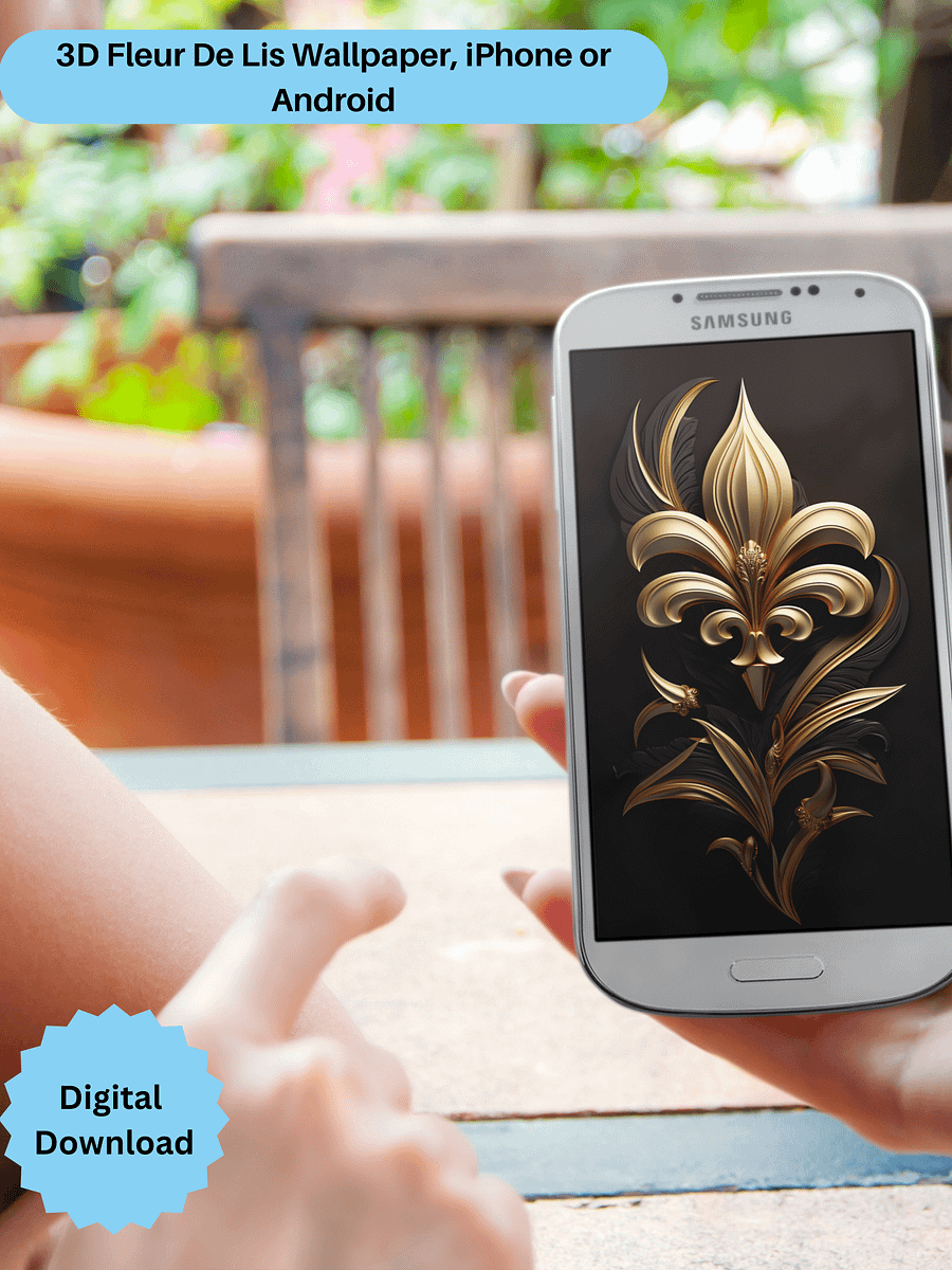 Elegant 3D Gold Fleur de Lis Wallpaper - Enhance Your Smartphone with Regal Beauty for Lock Screen or Wallpaper product image (1)