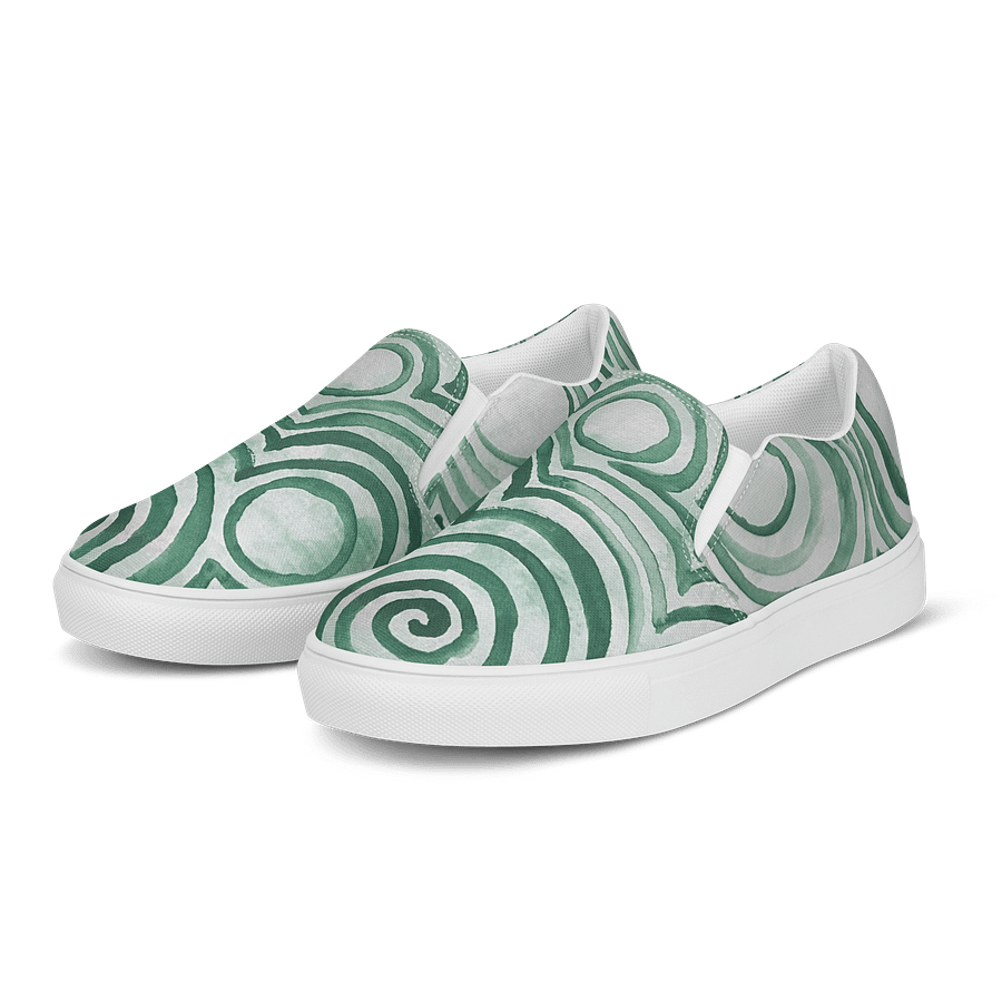"Green Swirl" Canvas Slip On Shoes (Men's) product image (3)