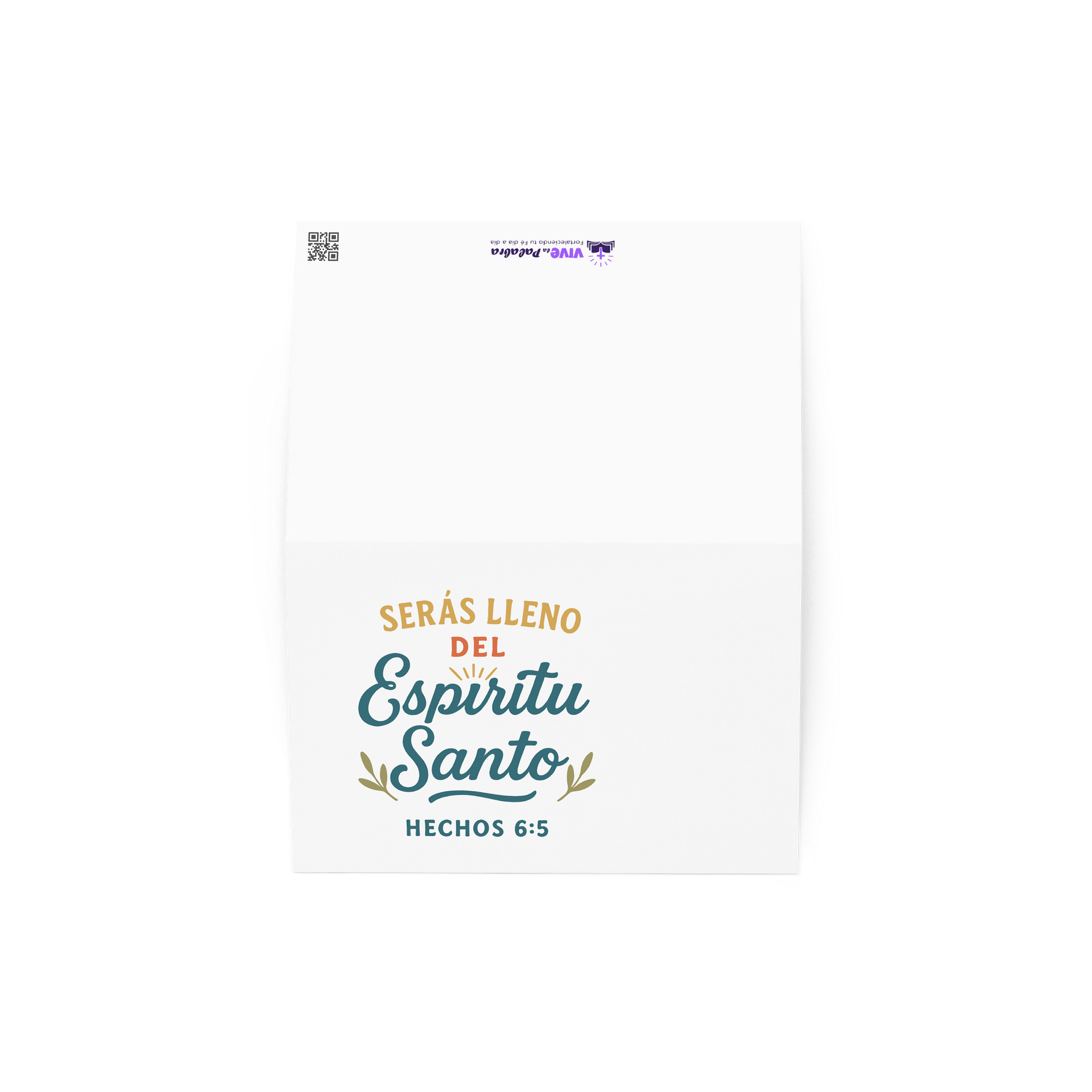 Spanish Christian Greeting Card – “Serás Lleno del Espíritu Santo” – Acts 6:5 product image (2)