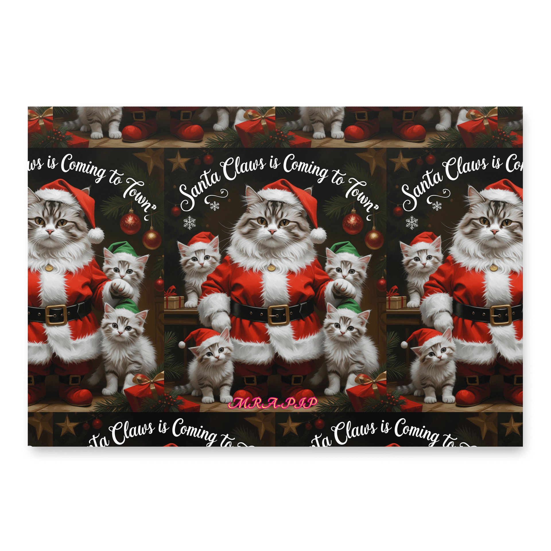Santa Claws, Angel, Grench cat Wrapping Paper Set product image (1)
