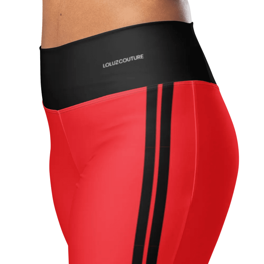 "LoluzCouture" Red/Black Double Side Stripe Flared Leggings product image (5)