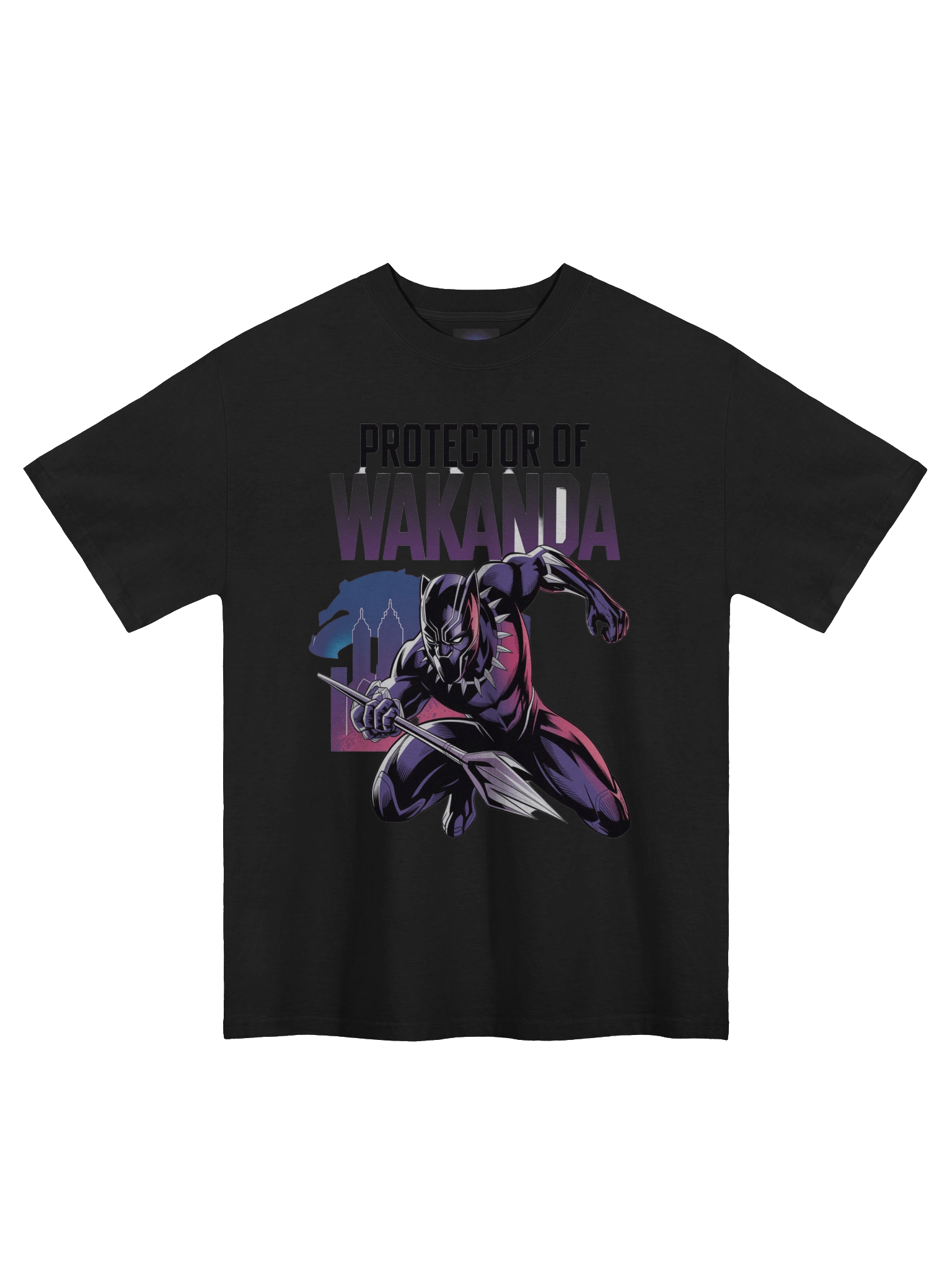 Black Panther Protector of Wakanda Oversized Faded T-Shirt – Vibranium Shadow Leap product image (3)