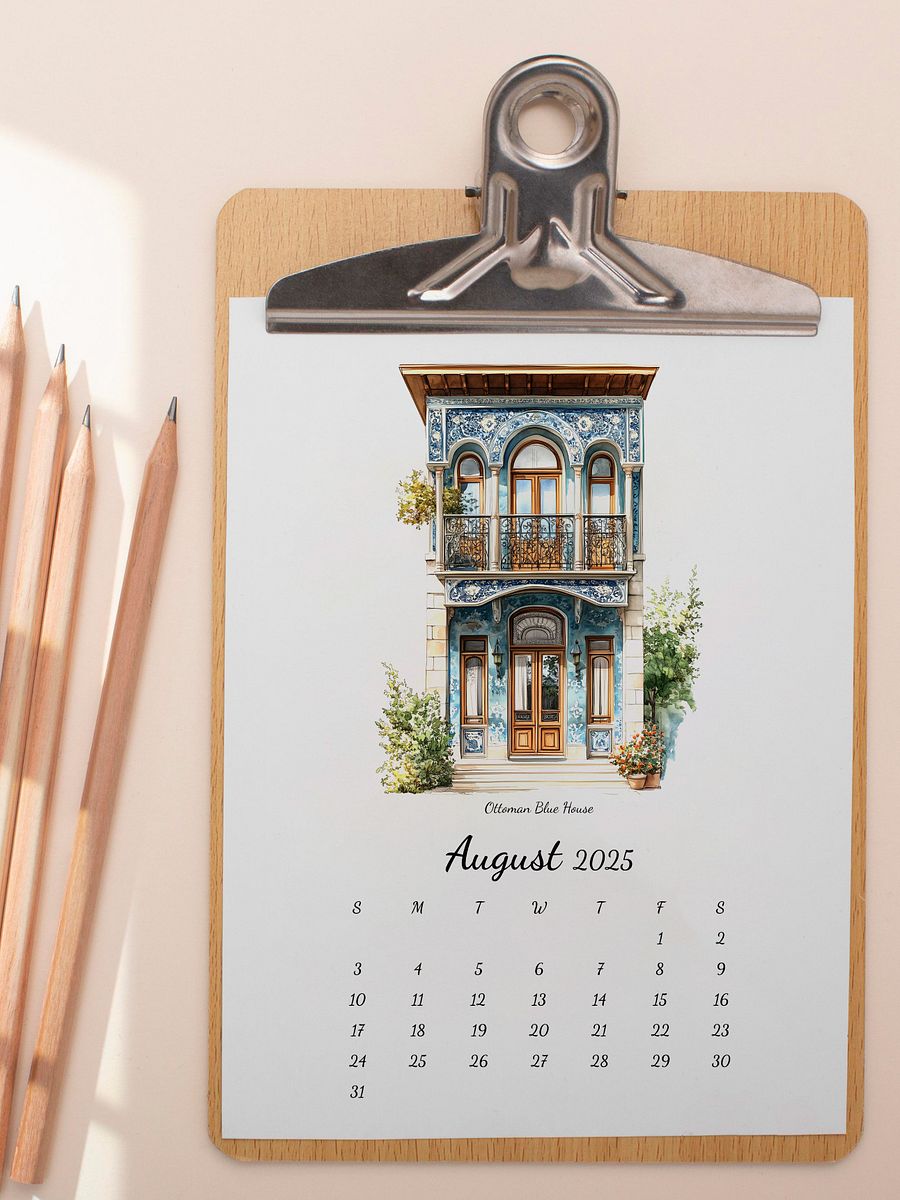 2025 Calendar For House Lovers | Minimal Watercolor Calendar | Wall Art | Minimal Digital Art | House Illustration | Home Decor | Gift Idea product image (8)