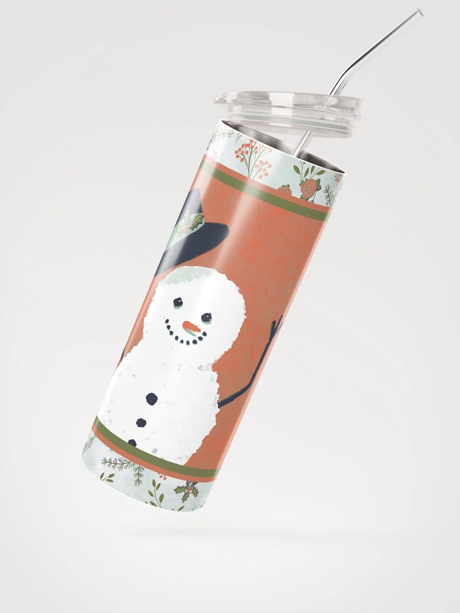 “Snowman Hello” 20-Ounce Stainless Steel Tumbler with Straw product image (12)