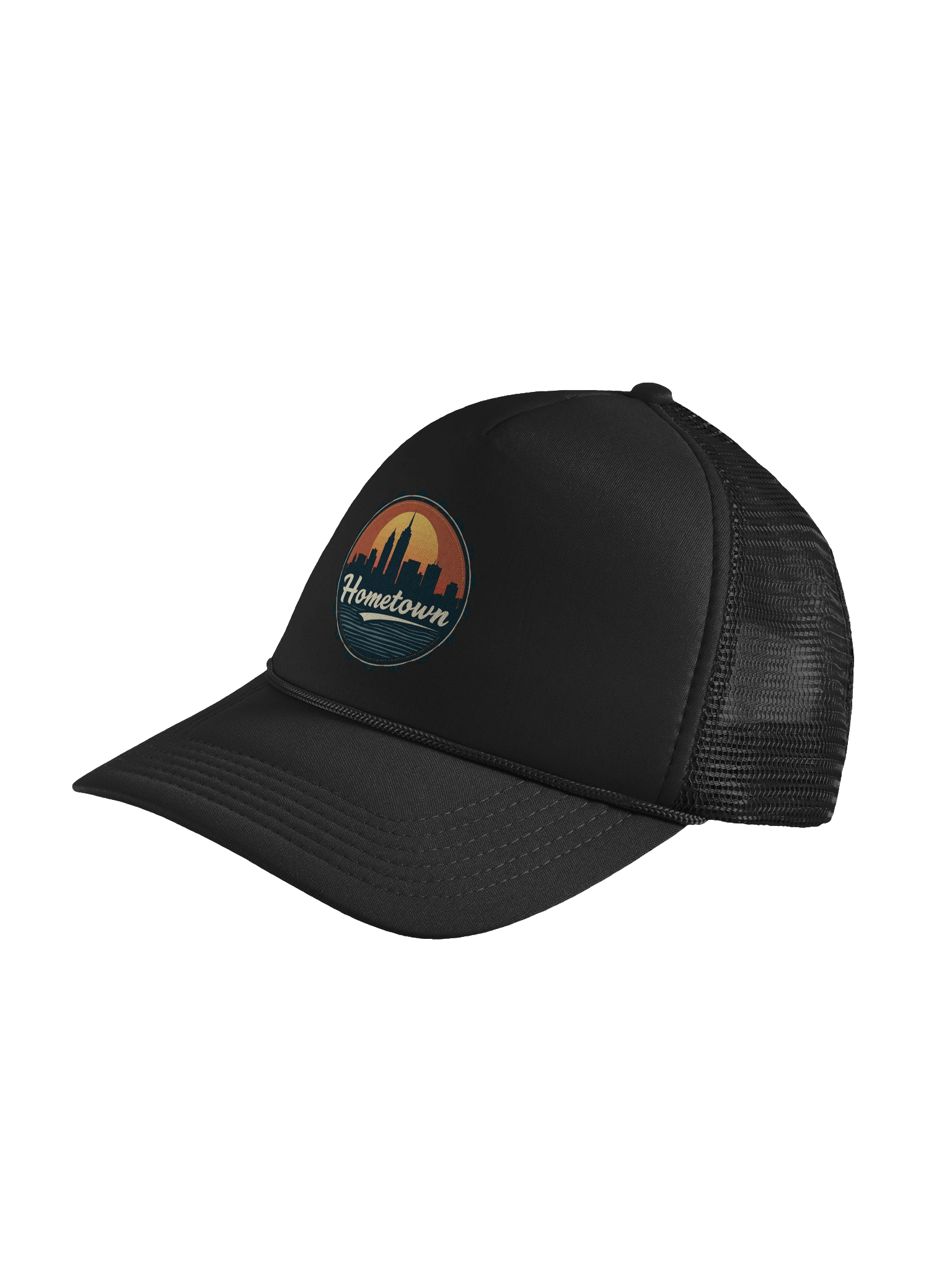 Hometown Vintage City Skyline Trucker Hat - Retro Urban Cityscape Snapback Cap - Mesh Back Hat product image (3)