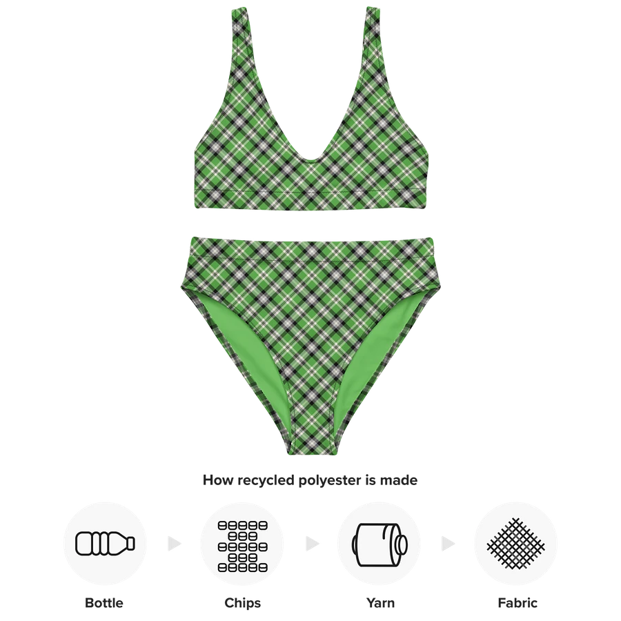 Bright Green, Black, and Gray Plaid Bikini product image (10)