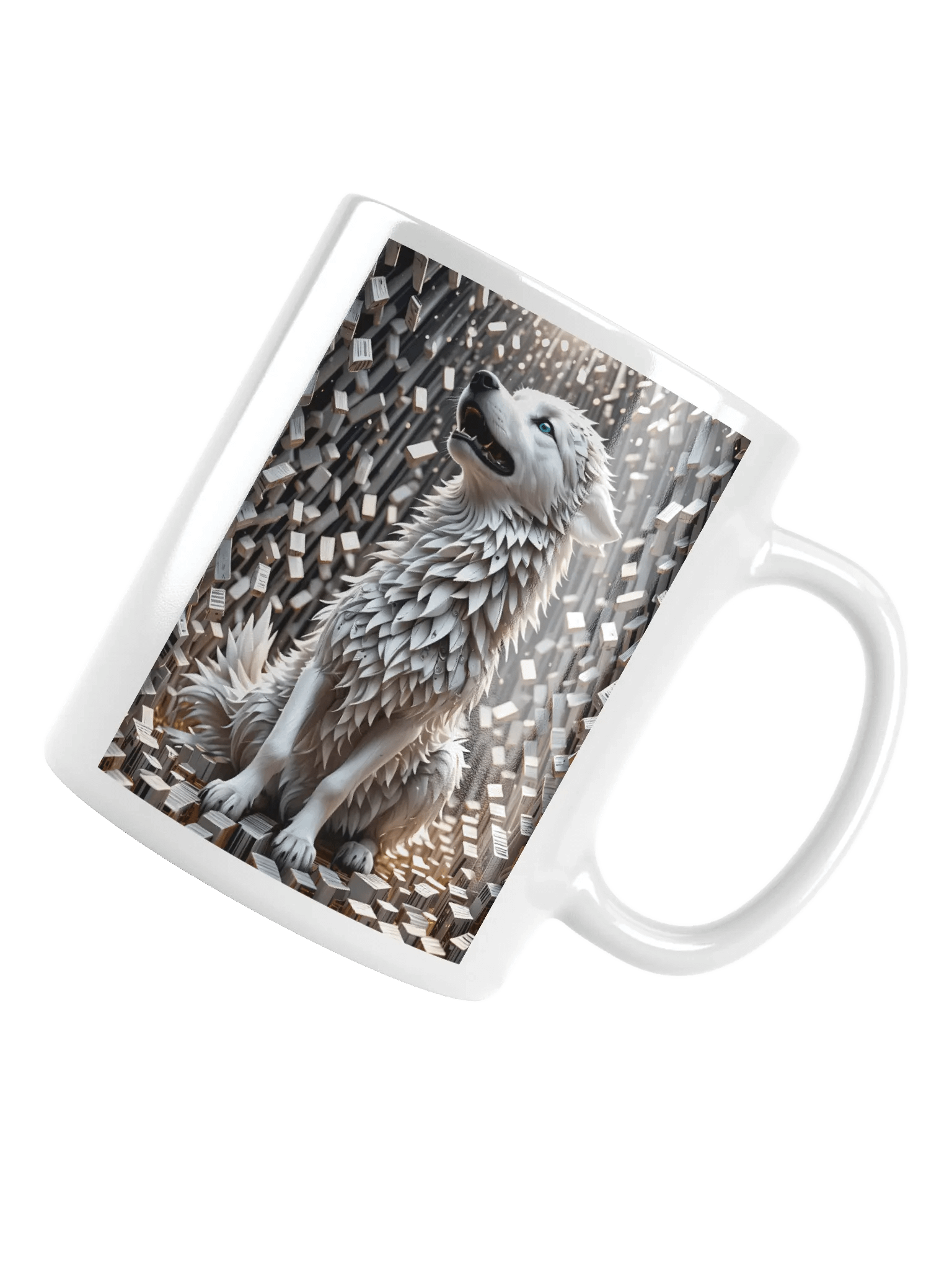 Fantasy Wolf White Glossy Mug product image (10)