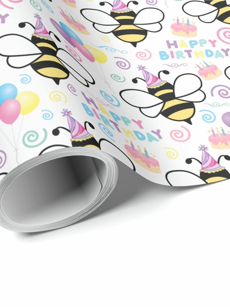 Honey Bee Birthday Wrapping Paper product image (1)