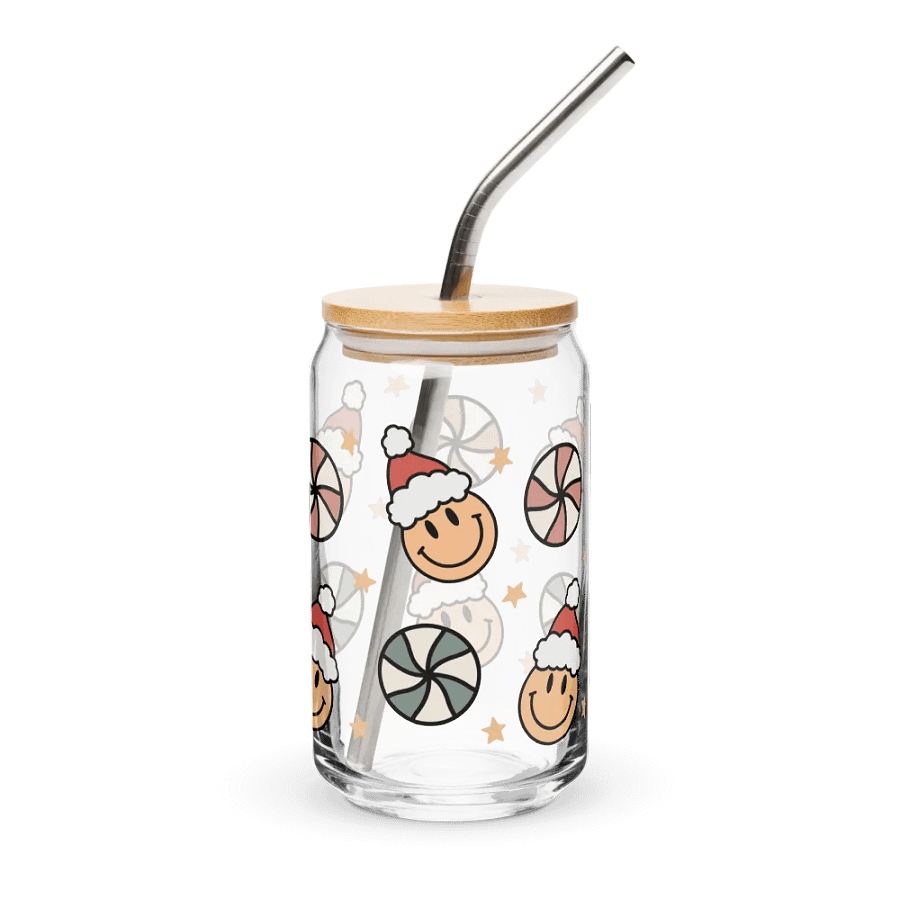 Groovy Smiley Face Santa Can-Shaped Glass (16oz) product image (3)