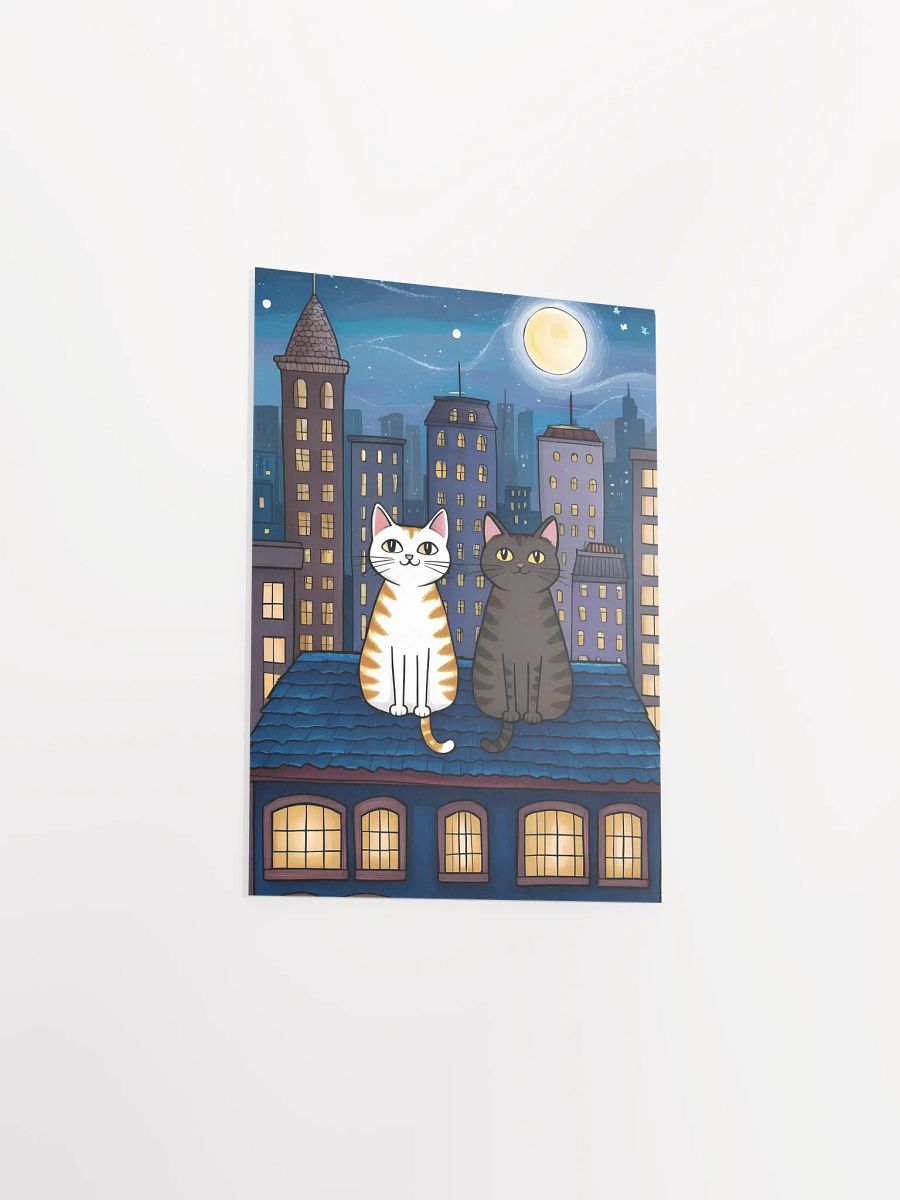 Moonlit Rooftop Cats Poster (No Frame) product image (3)