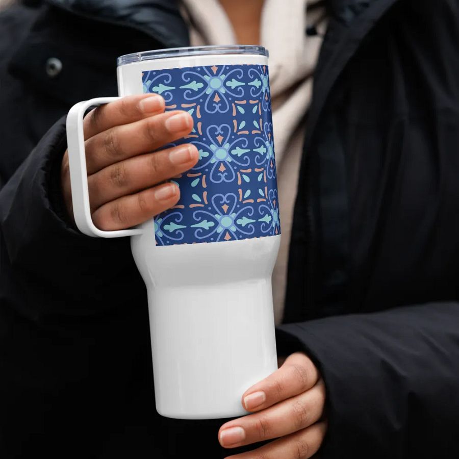 Blue Floral 25oz Travel Mug product image (3)