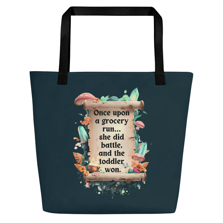 Funny Mom Tote Bag – ‘Once Upon A Grocery Run’ Shopping Humor Bag - With Pocket product image (1)