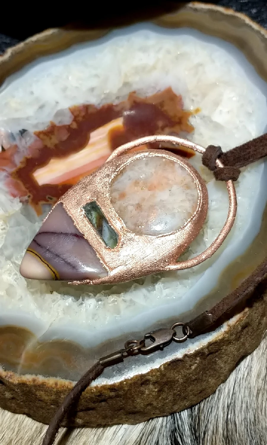 Sunstone, Mookaite, Quartz & Dyed Agate Amulet product image (3)