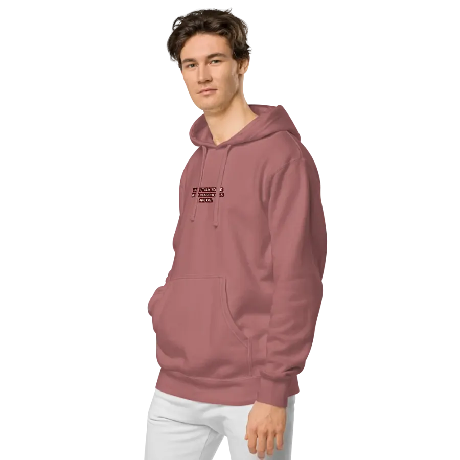 HEADPHONES ON (maroon bubble design 2) embroidered pigment hoodie product image (5)