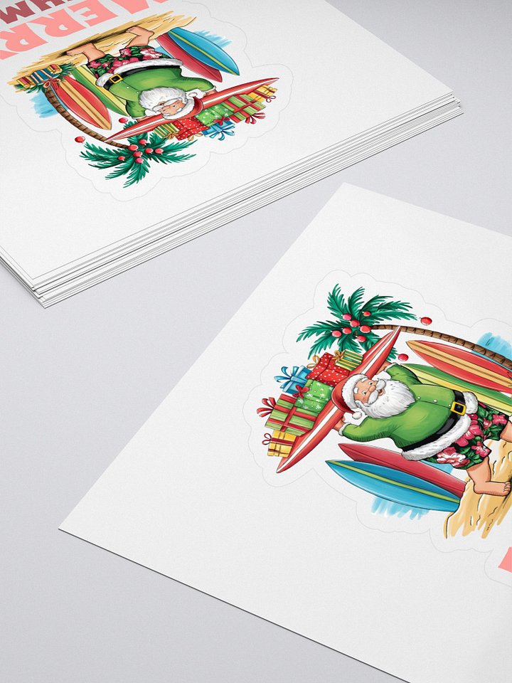 Surfin' Santa Kiss Cut Stickers product image (1)