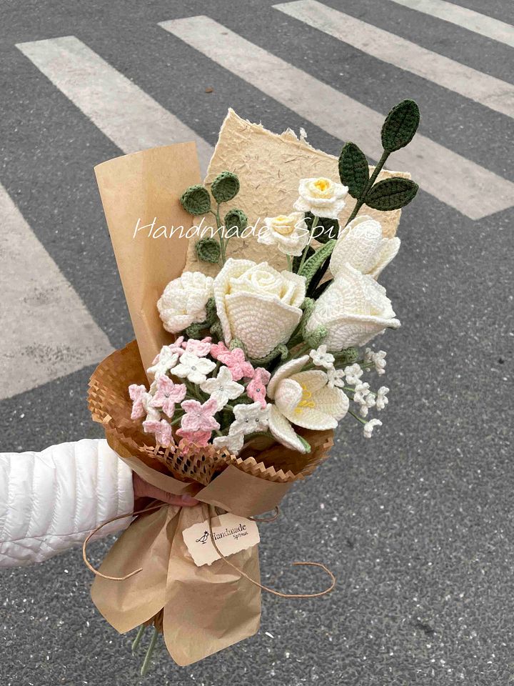 Large Pink Hydrangea Crochet Knit Bouquet product image (1)