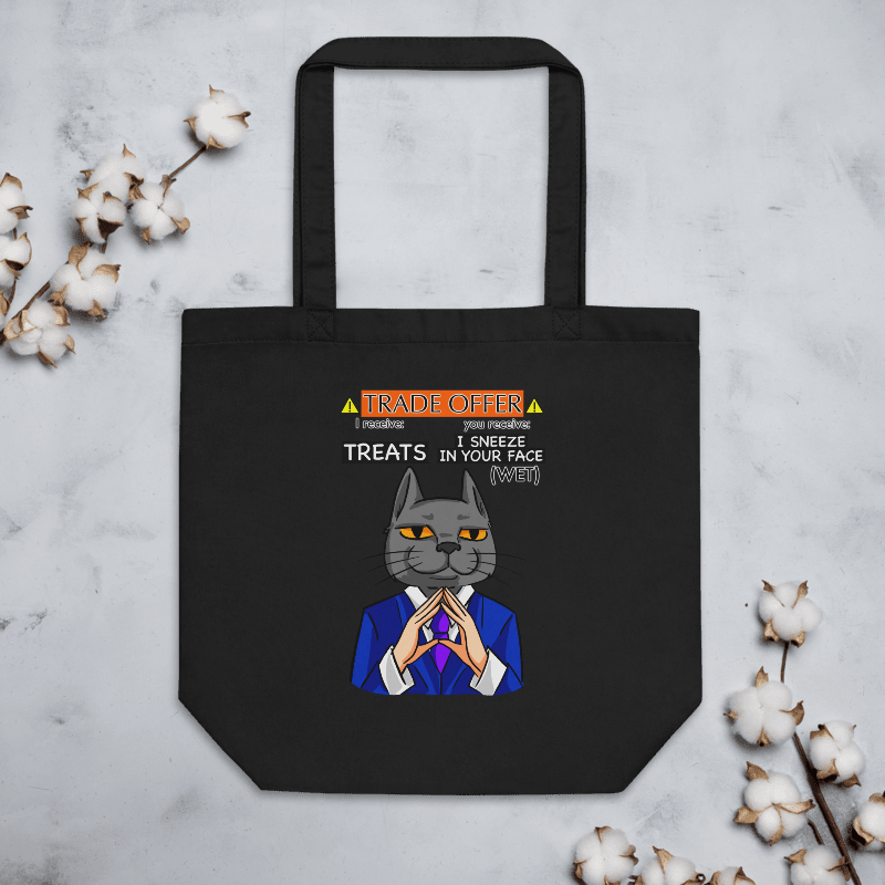 Trade Offer Human-Cat Meme Double Sided Totebag - Black product image (4)