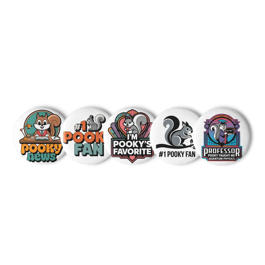 Original Pooky Artwork Buttons: Set of Five -u product image (1)