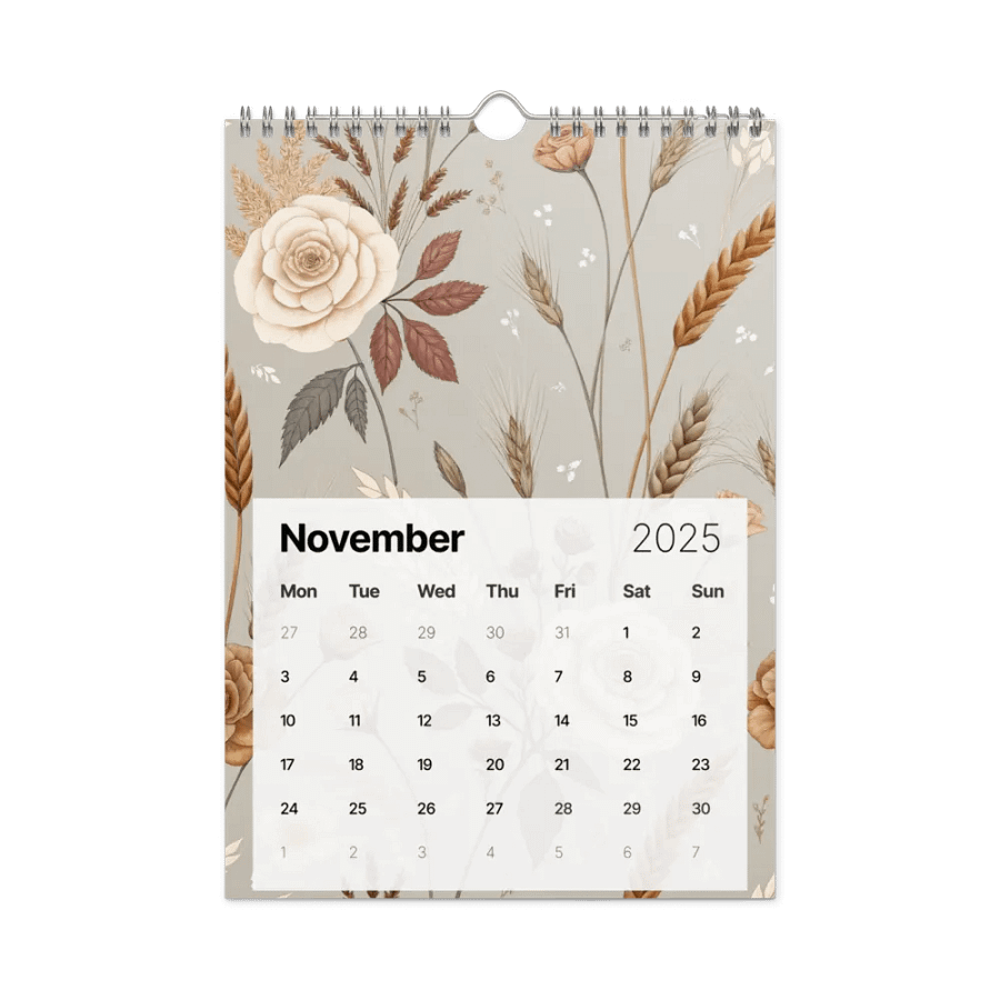 SEAMLESS FLORAL PATTERN WALL CALENDAR 2025 product image (11)