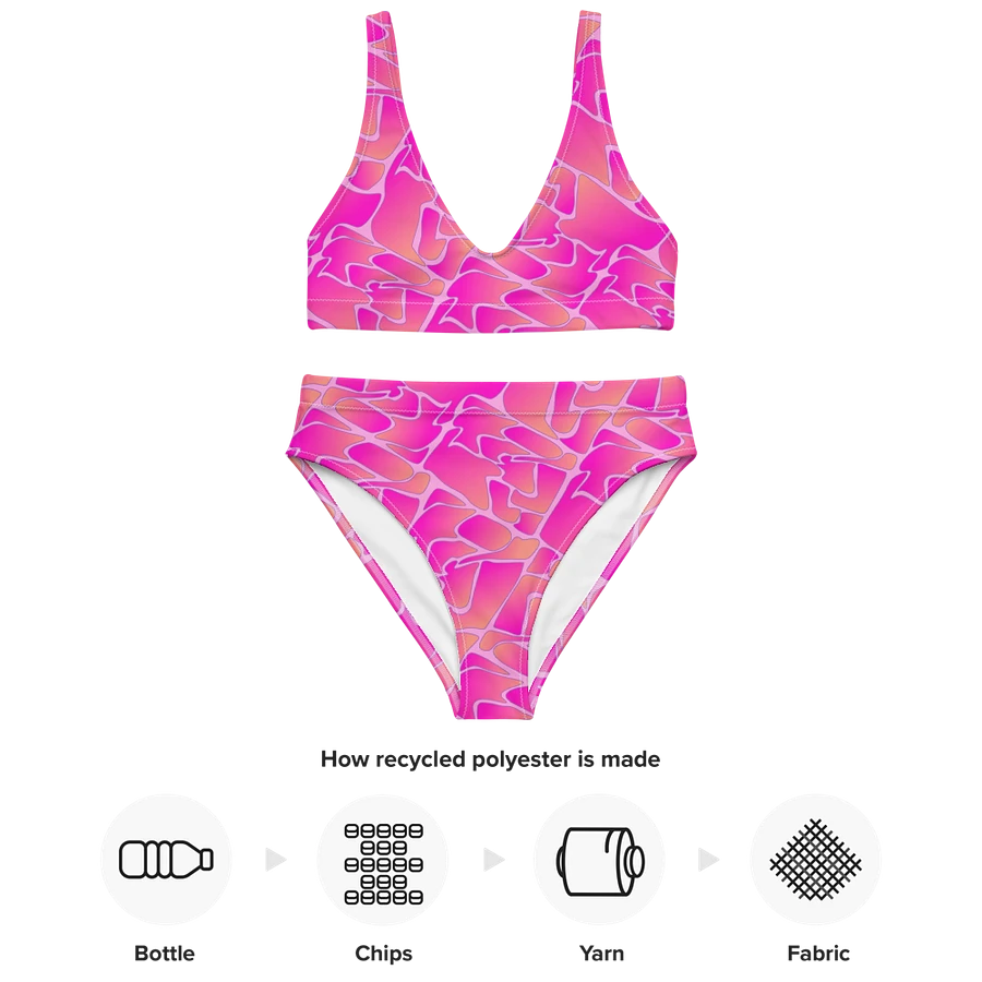 Crazy Paving Pink Pattern High Waisted Bikini product image (4)