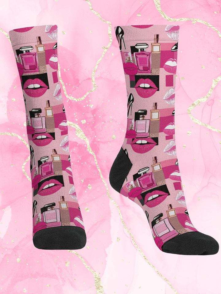 Chic Couture Pink & Black Crew Socks product image (1)