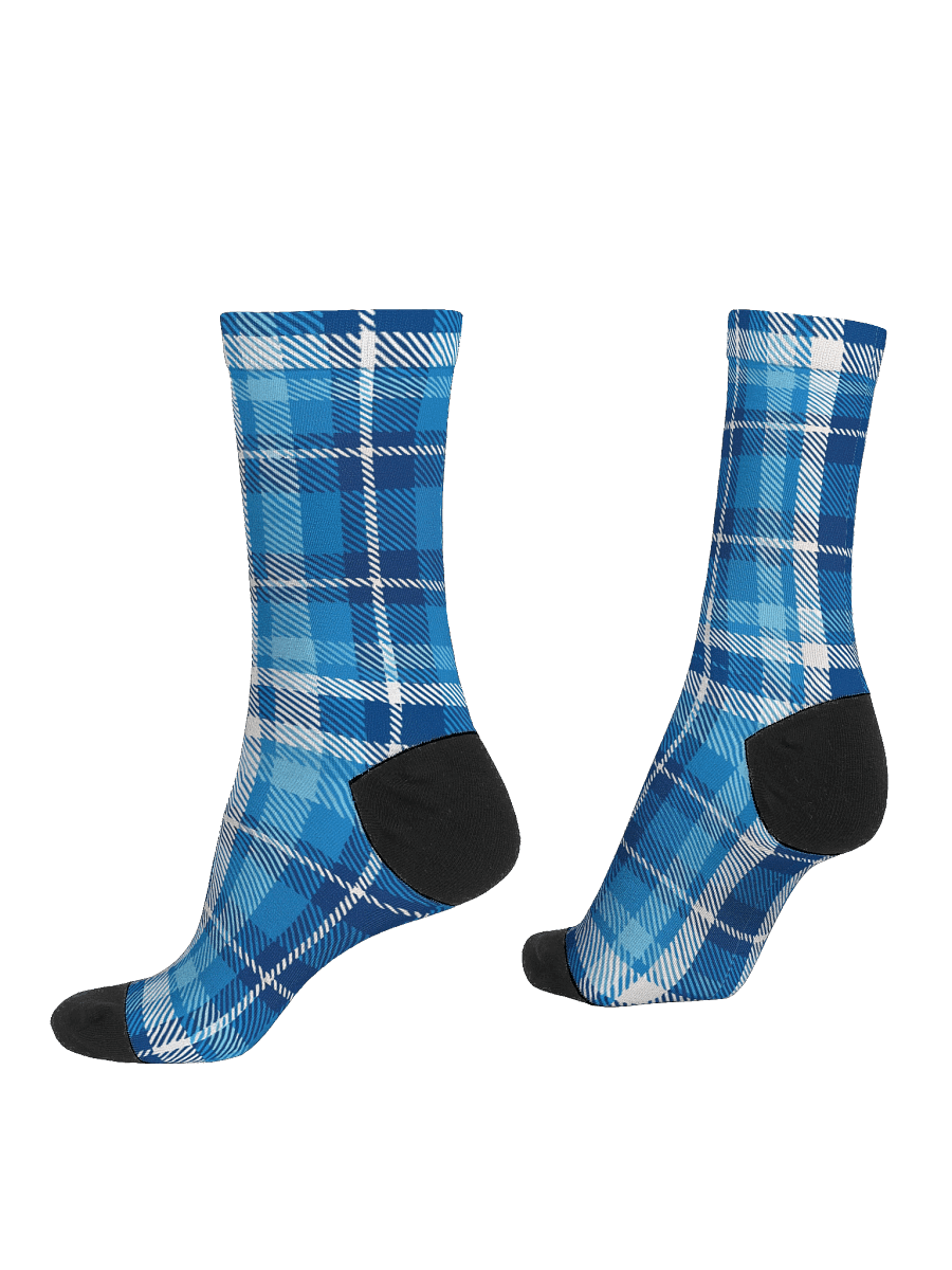 Blue Plaid Fusion Recycled Crew Socks product image (4)