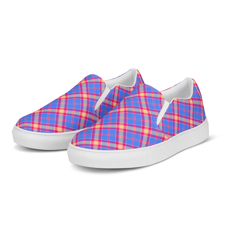 Bright Blue and Hot Pink Women's Slip-On Shoes product image (2)