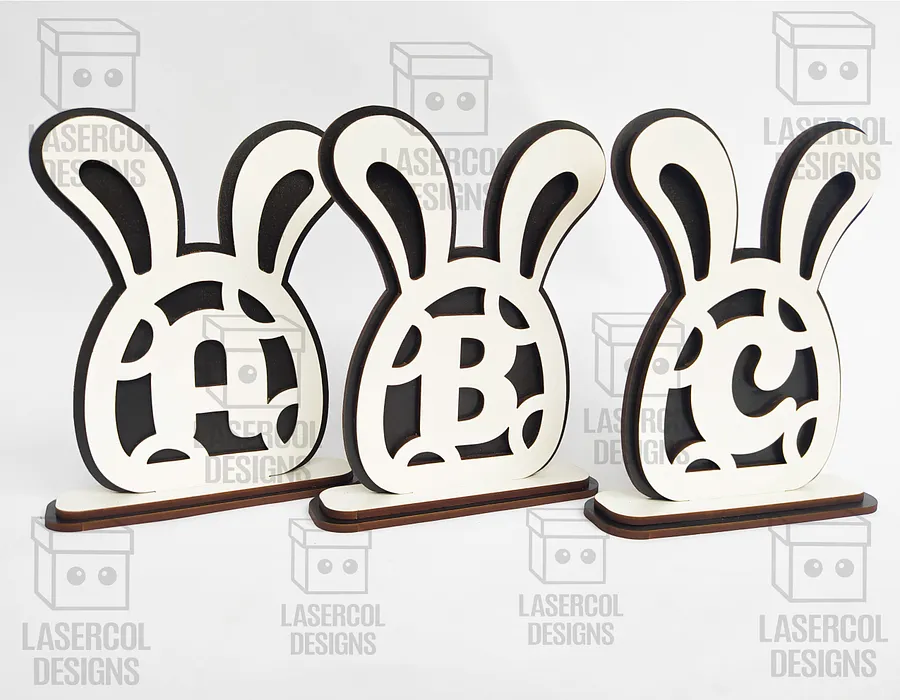 Easter Bunny Monogram Bundle (Set 1-2-3-4) - Laser Cut Files product image (10)