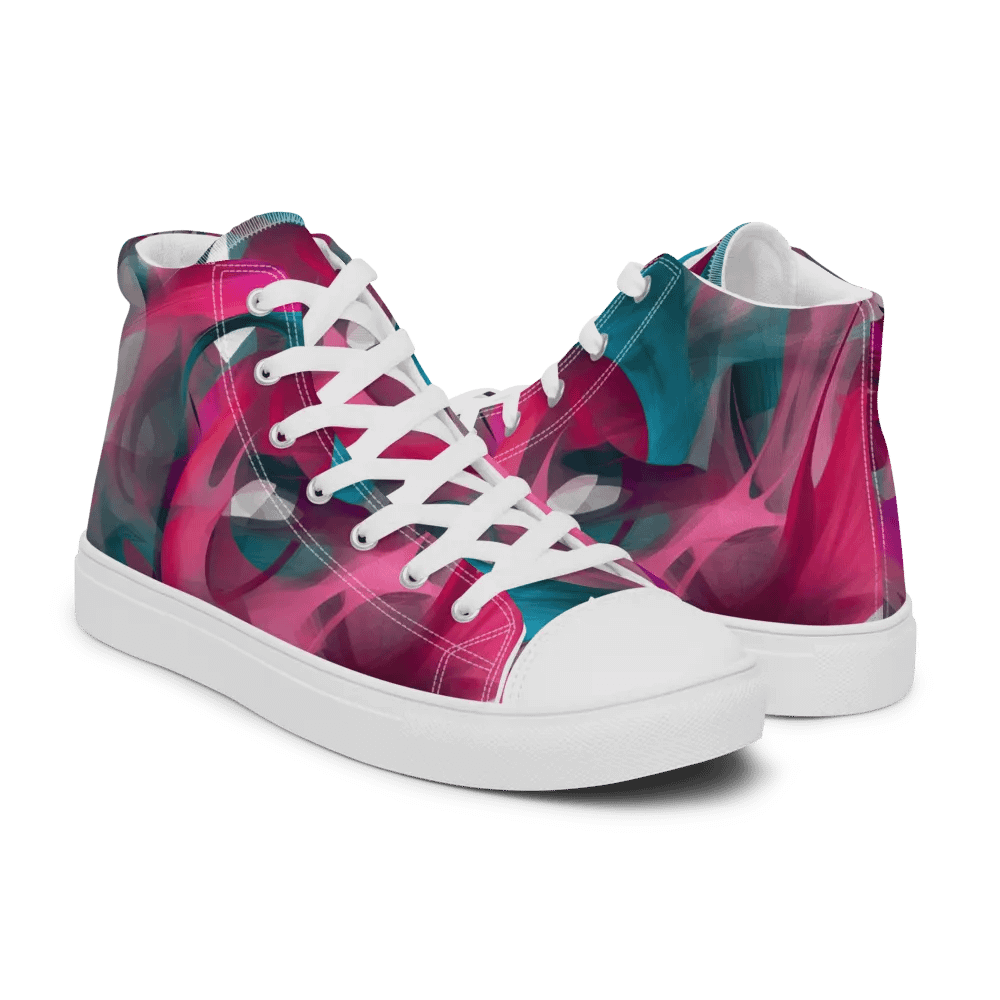 Womans Custom High Tops _ Calceonova Streetwear _ Abstract Graffiti Pink Turquoise product image (12)