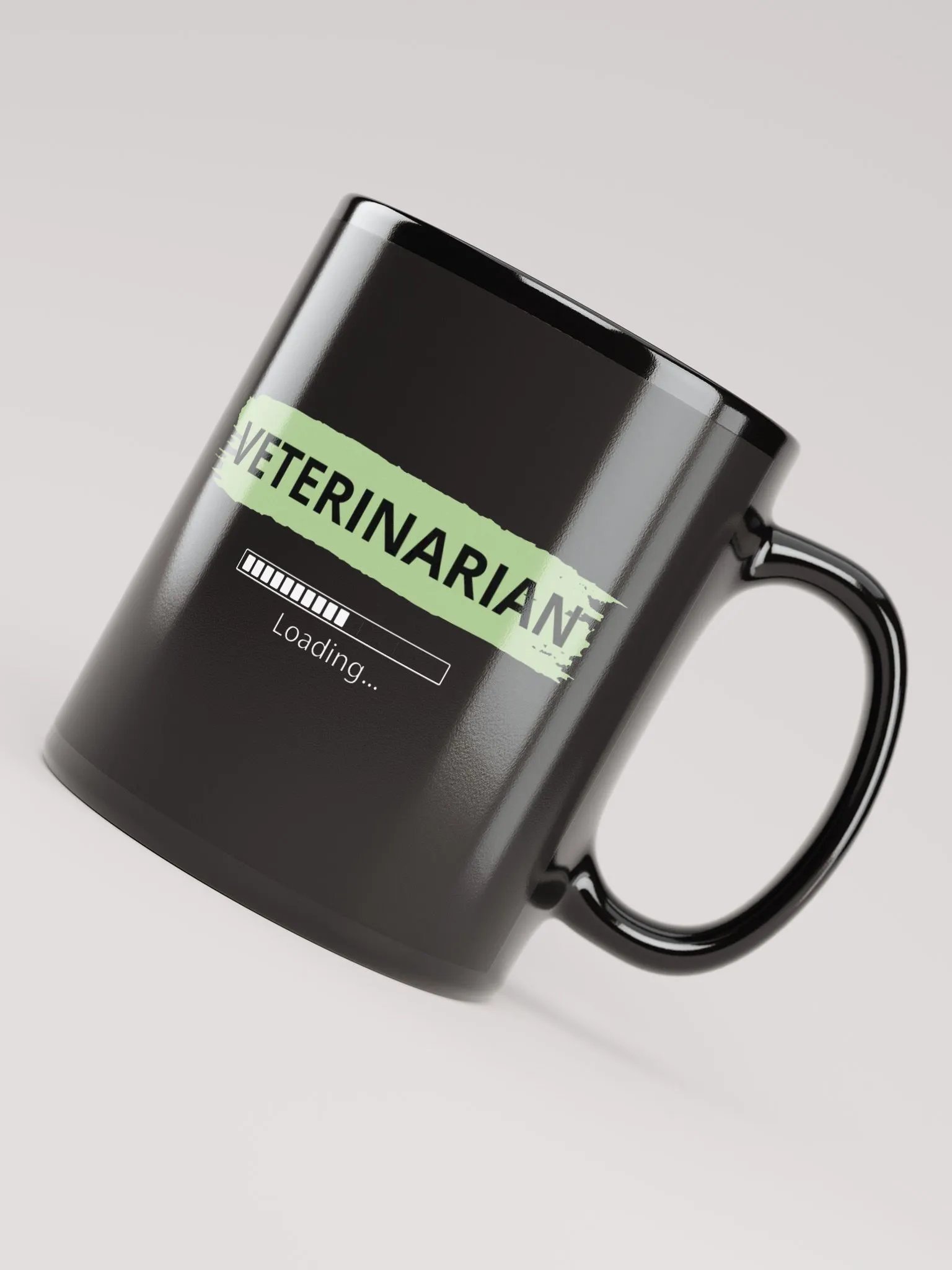 "Vet loading" black glossy mug product image (2)