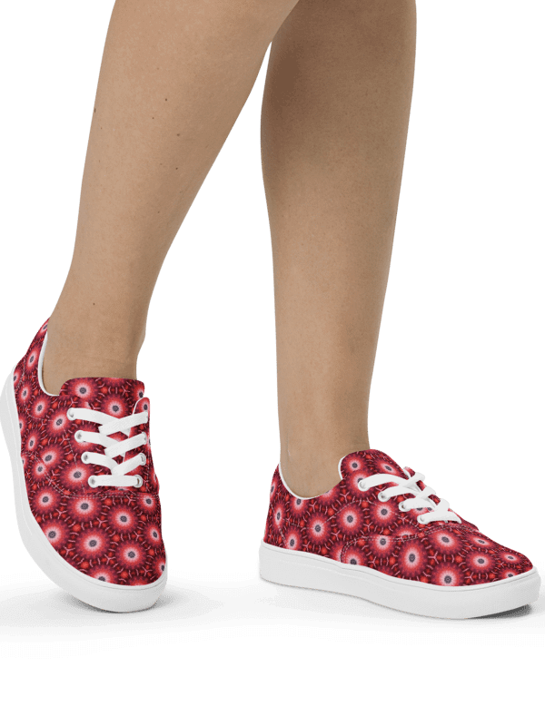 Red Floral Kaleidoscope Women's Canvas Shoes product image (5)